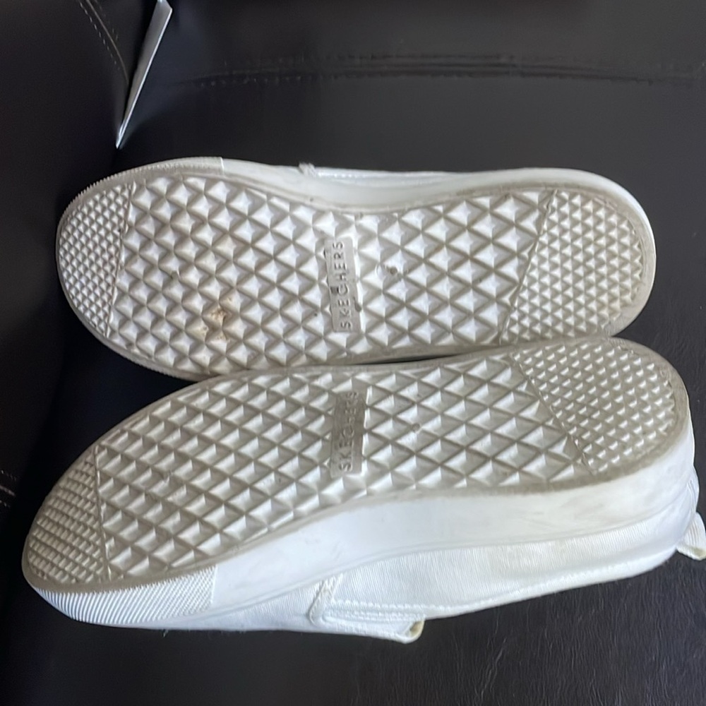 White Sketchers Memory Foam Slip On Sneakers Read… - image 6